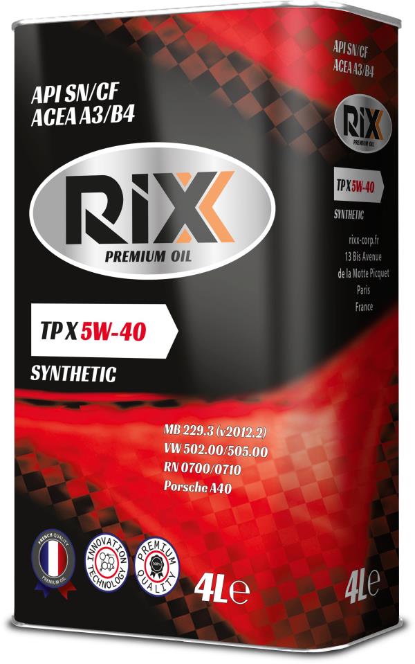 Масло моторное RIXX TP X 5W-40 Синтетическое 4 л