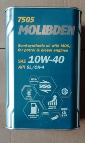 Масло моторное MANNOL 7505 Molibden 10W-40 Полусинтетическое 1 л