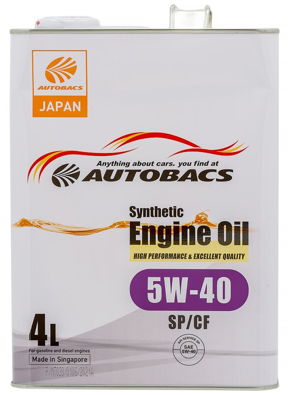 Масло моторное AUTOBACS ENGINE OIL SYNTHETIC 5W-40 Синтетическое