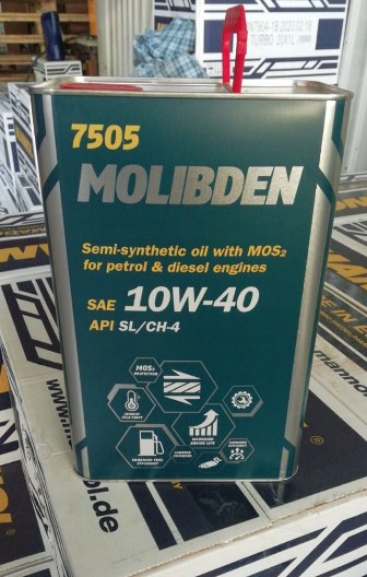 Масло моторное MANNOL 7505 Molibden 10W-40 Полусинтетическое 4 л