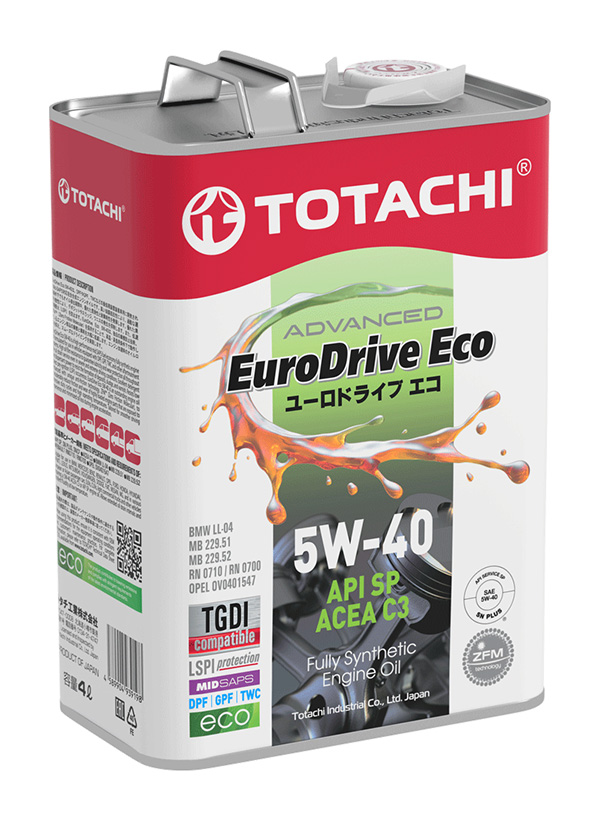 Масло моторное TOTACHI EURODRIVE ECO 5W-40 Синтетическое 4 л