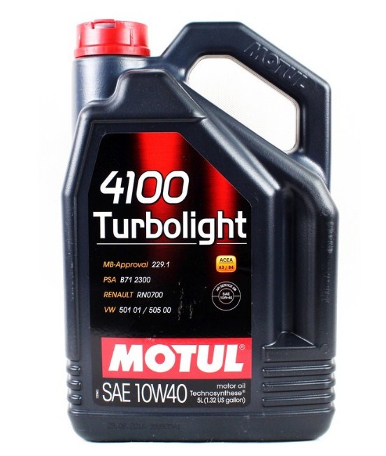 Масло моторное MOTUL 4100 Turbolightl 10W-40 Полусинтетическое 4
