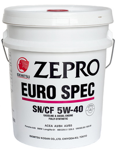 Масло моторное IDEMITSU ZEPRO EURO SPEC 5W-40 Синтетическое 20 л