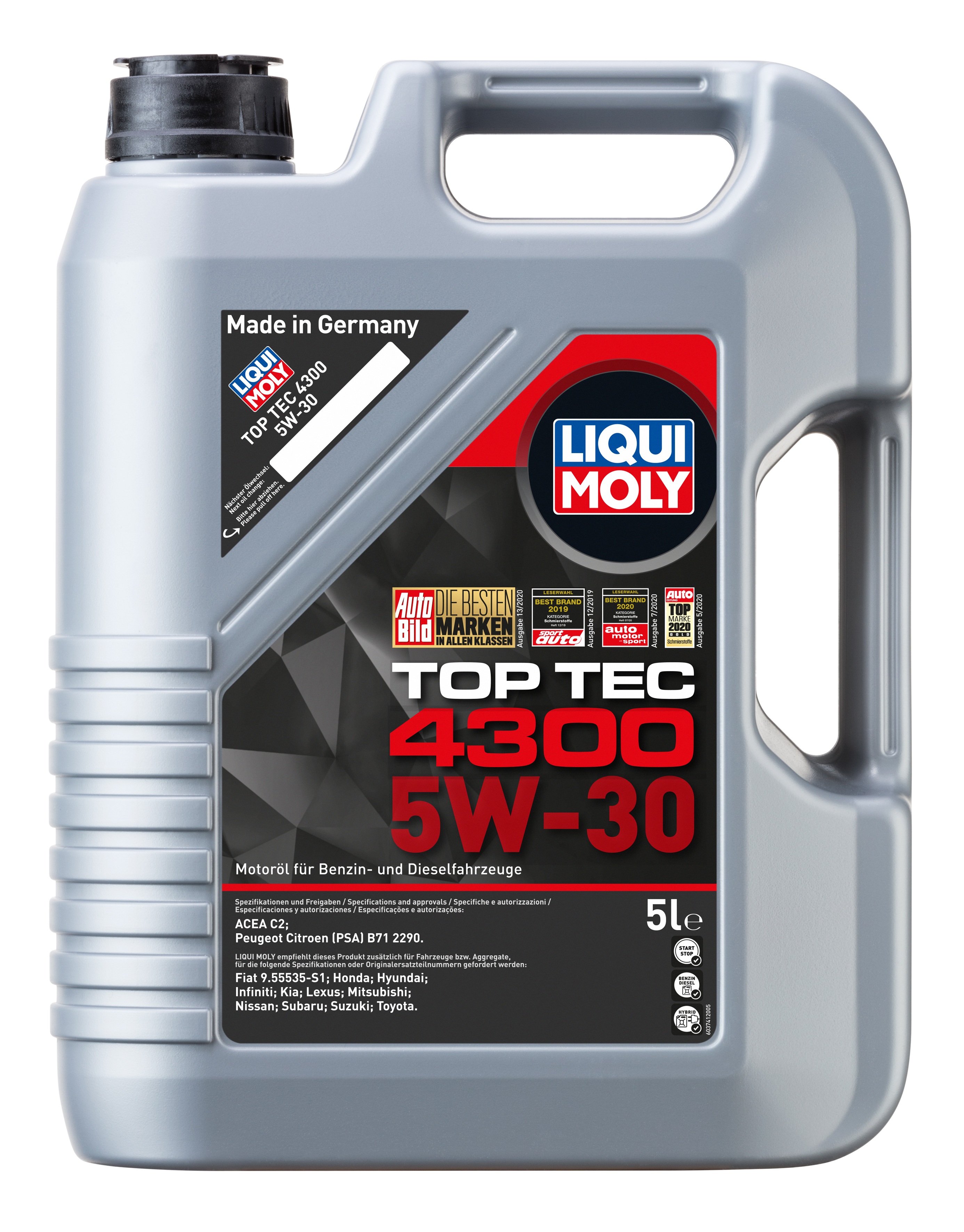 Масло моторное LIQUI MOLY Top Tec 4300 5W-30 Синтетическое 5 л